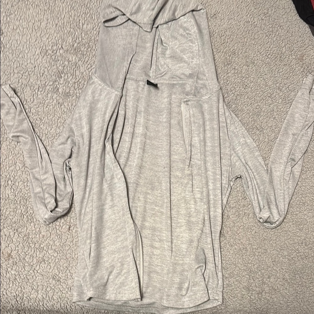 Light Gray Hooded Cardigan